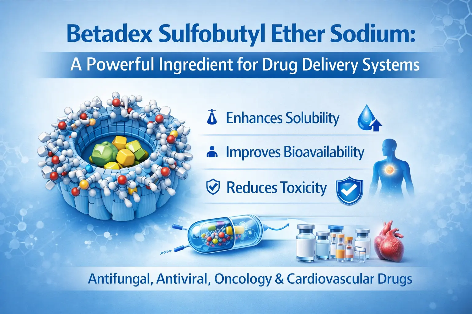 Betadex Sulfobutyl ఈథర్ సోడియం: డ్రగ్ డెలివరీ సిస్టమ్స్ కోసం ఒక శక్తివంతమైన పదార్ధం